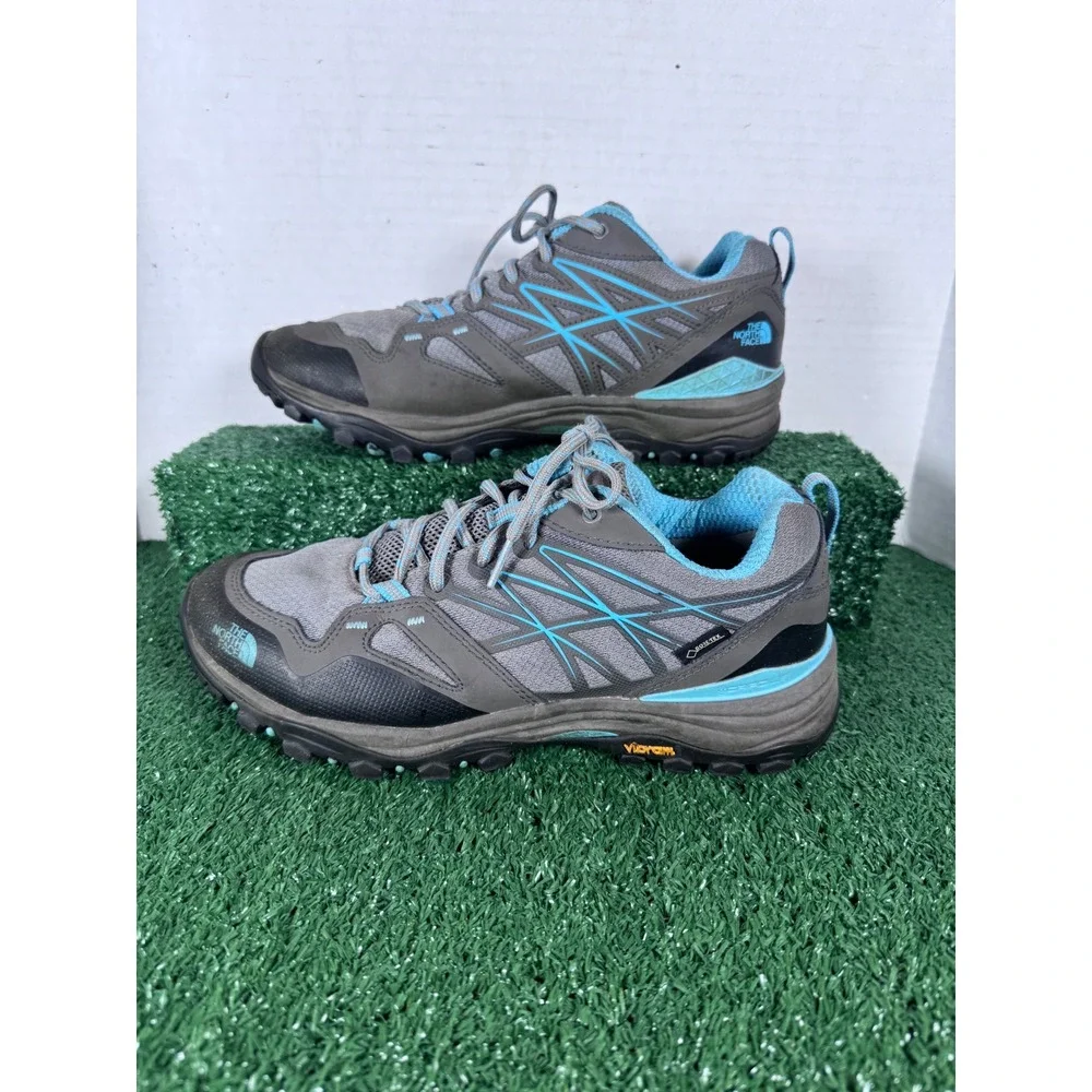 The North Face Hedgehog Gore Tex Women's Hiking Shoes Gray‎ Blue Vibram Size 9